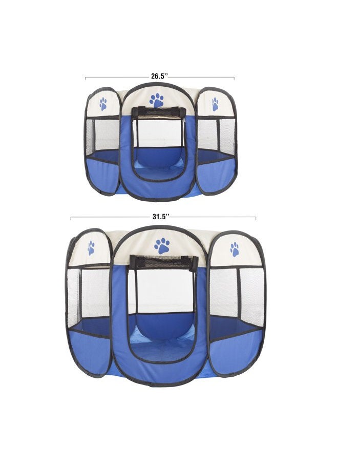 PETMAKER Pop-Up Pet Playpen - 26-Inch Indoor and Outdoor Dog Kennel with Carrying Bag - Portable Pet Enclosure for Dogs and Small Animals (Blue) - Image 5