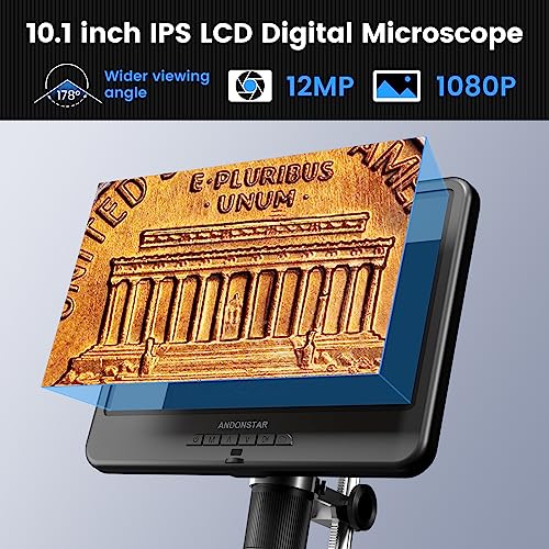 Andonstar AD210 10.1 Inch LCD Digital Microscope for Adults, Soldering Microscope for Electronics Repair, Coin Microscope Camera Full View for Error Coins with Light, Biological Slides Kit, 32G Card - Image 2