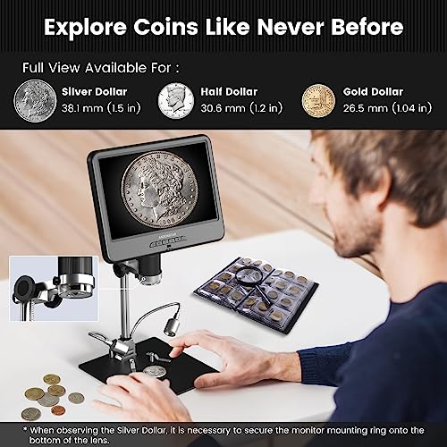 Andonstar AD210 10.1 Inch LCD Digital Microscope for Adults, Soldering Microscope for Electronics Repair, Coin Microscope Camera Full View for Error Coins with Light, Biological Slides Kit, 32G Card - Image 4