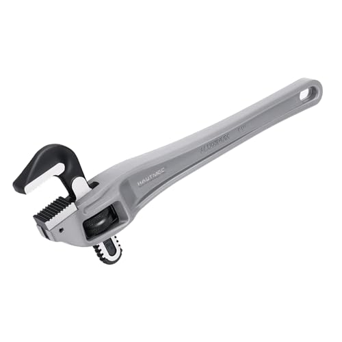 HAUTMEC 14 Inch Aluminum Offset Pipe Wrench, Heavy Duty Adjustable Plumbing Wrench, 2" Jaw Capacity, 40% Lighter Drop Forged Construction, for Use in Tight Spaces HT0189 - Image 1