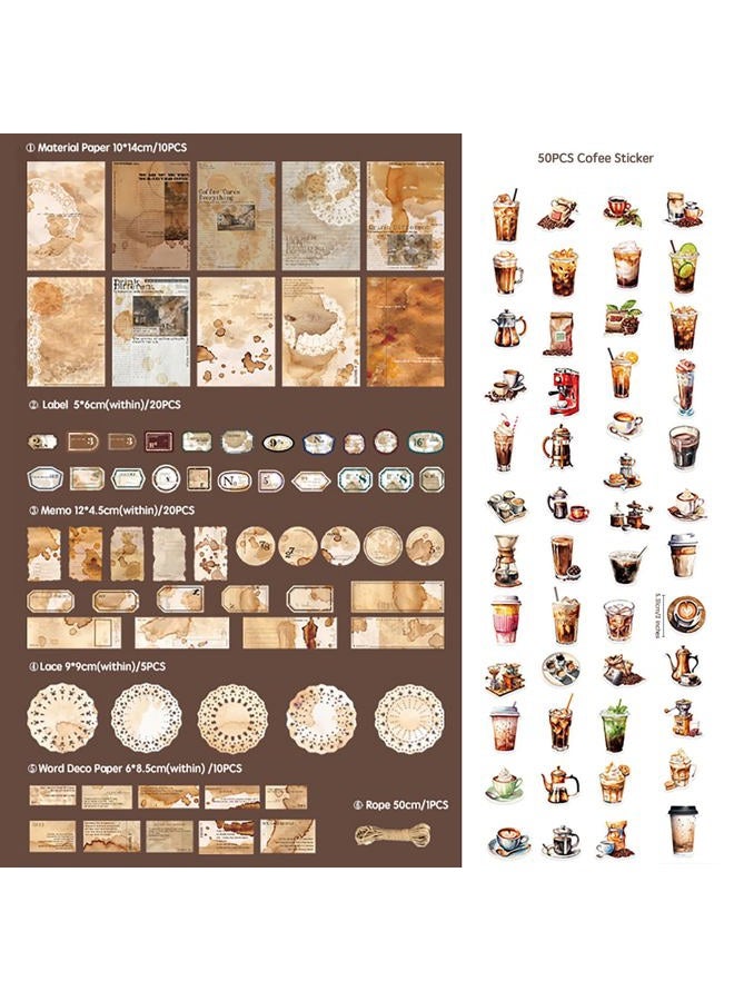 MAXLEAF 115 Pieces Coffee Drink Scrapbook Supplies Pack, Vintage Decorative Craft Paper Aesthetic Vinyl Stickers Ephemera for Bullet Junk Journal Planner Album Decoupage Collage - Image 2