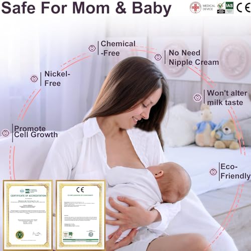 Boboduck The Original Silver Nursing Cups - Nipple Shields for Nursing Newborn, Newborn Breastfeeding Must Haves for Soothe and Protect Your Nursing Nipples - Trilaminate 999 Silver (X-L Size) - Image 4