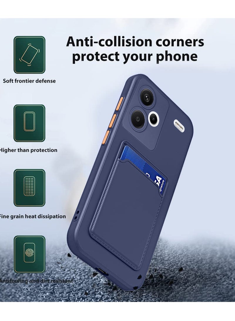 Wtech Silicone TPU With Card Holder Case Cover For Xiaomi Redmi Note 13 Pro+ / Xiaomi Redmi Note 13 Pro Plus 5G 2023 Navy Blue  - Image 2