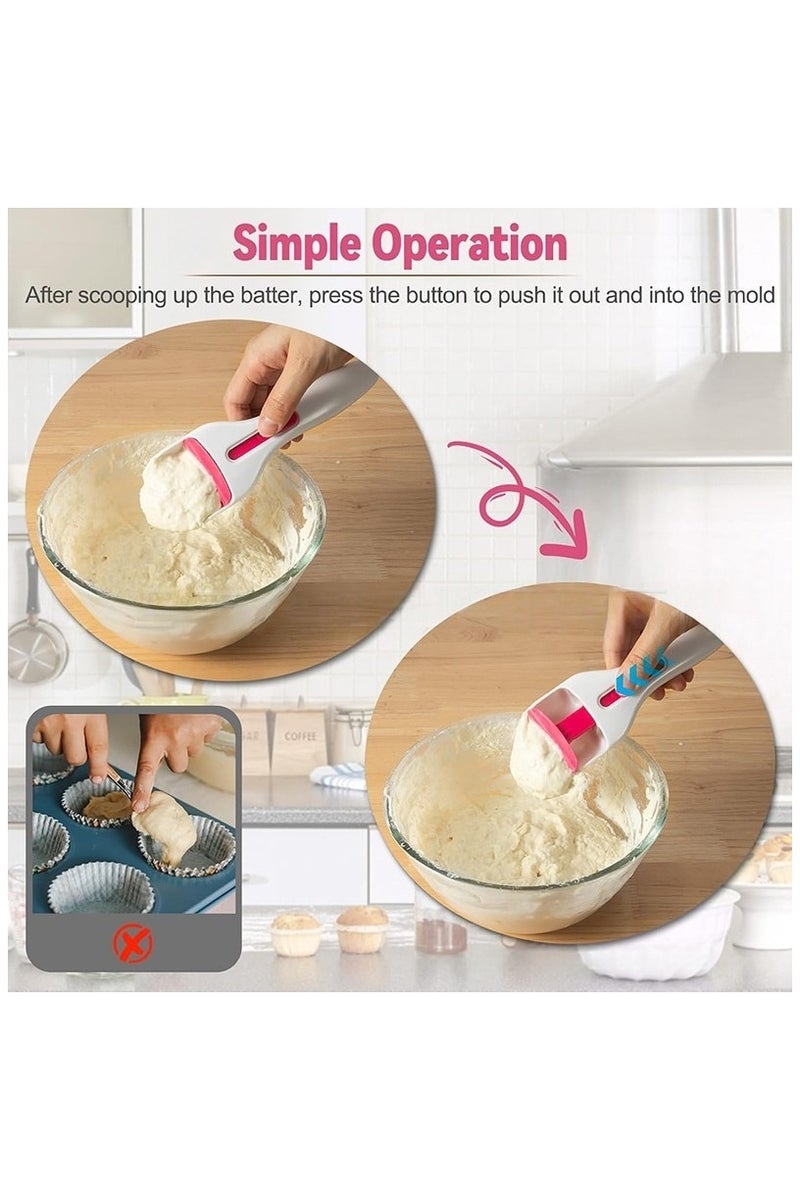 Crownity Cupcake Batter Dispenser, Anti-scald, Cake Spoon Muffin Scoop, One-touch Slide Button Cake Pastry Spatula, Pancake & Ice Cream Scoop DIY - Image 3