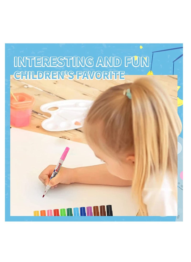 Excefore Magical Water Painting Pen, Magic Doodle Drawing Pens, Whiteboard Pen Waterproof Pen, Doodle Water Floating Painting Marker Pens, for Kids Adult Drawing Gift, Eco-Friendly Colorful Doodle  - Image 3