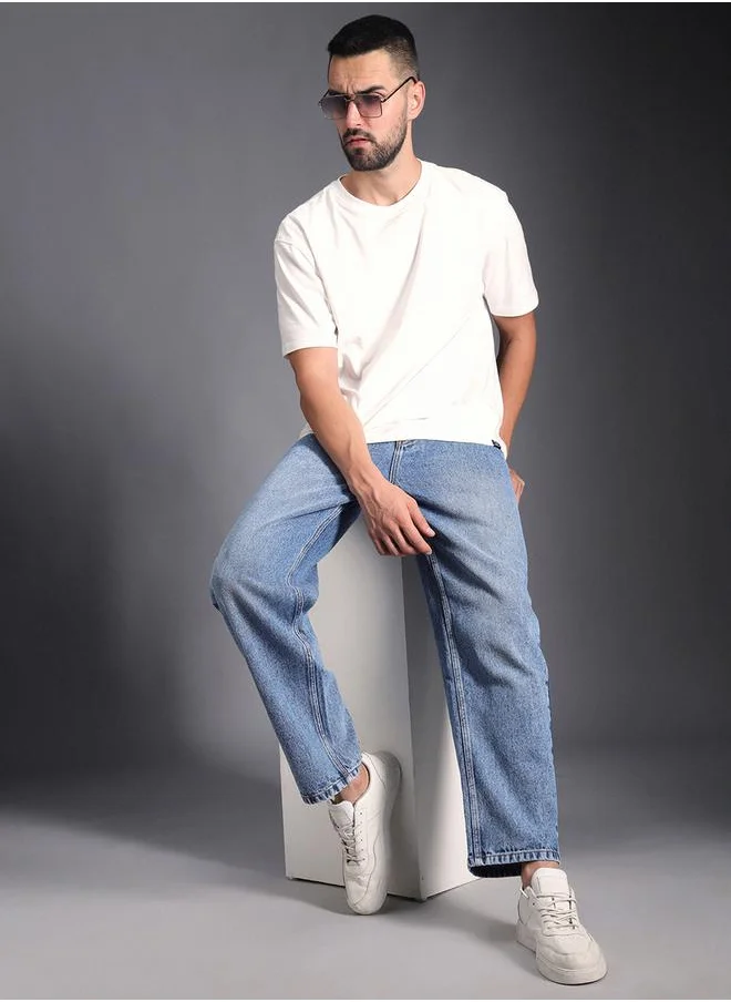 HIGH STAR Relaxed Fit Light Fade Cotton Jeans by Styli
