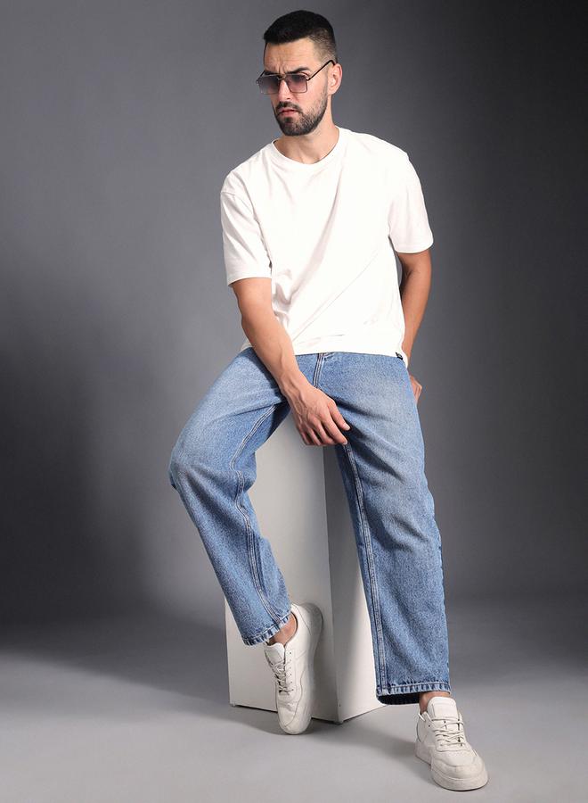 HIGH STAR Relaxed Fit Light Fade Cotton Jeans by Styli - Image 4