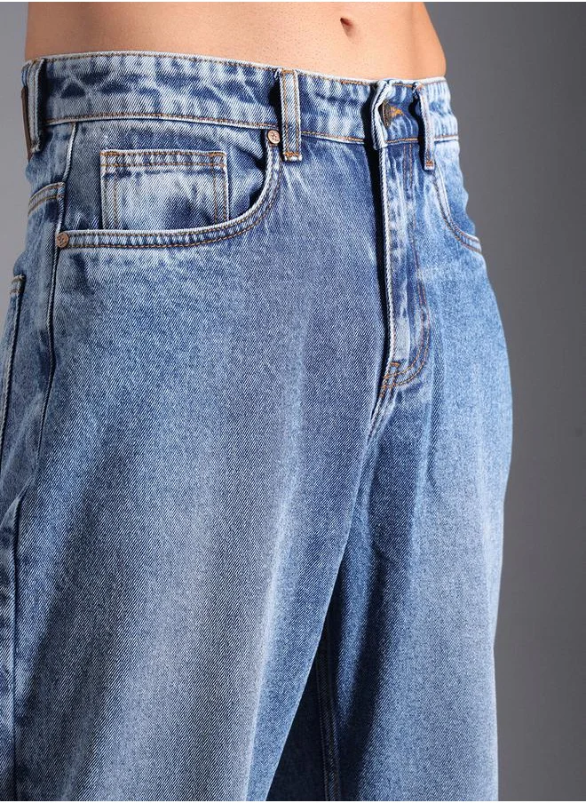 HIGH STAR Relaxed Fit Light Fade Cotton Jeans by Styli