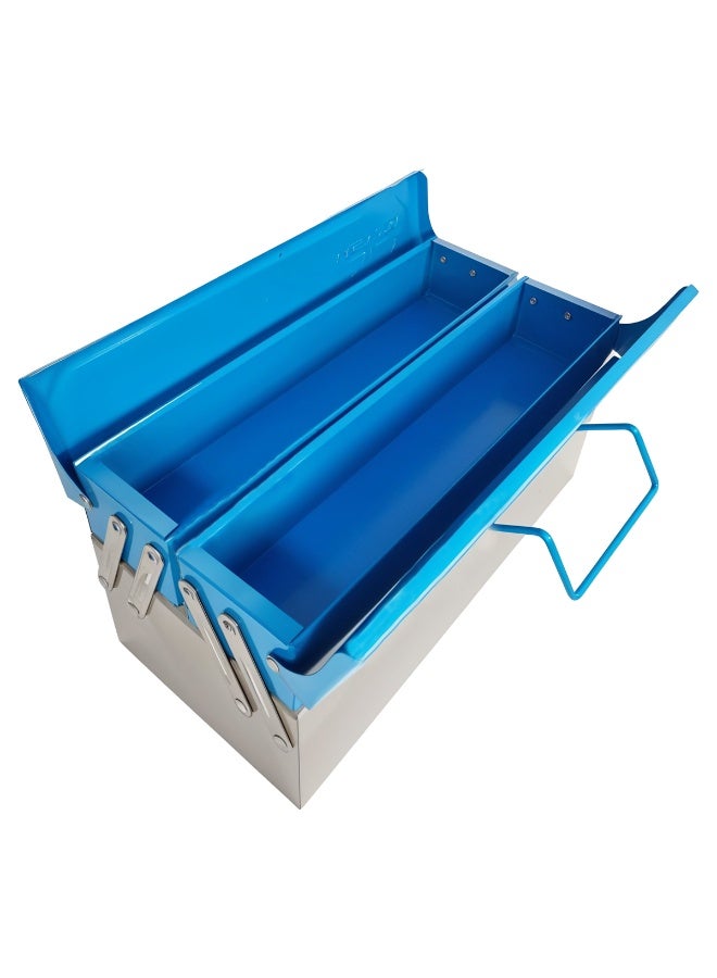 Brix Metal Tool Box with Double Retractable Trays, 3-Tier Storage Organizer for Tools, Hardware, Craft Supplies, Heavy-Duty Steel Construction, Portable Handle - Image 3