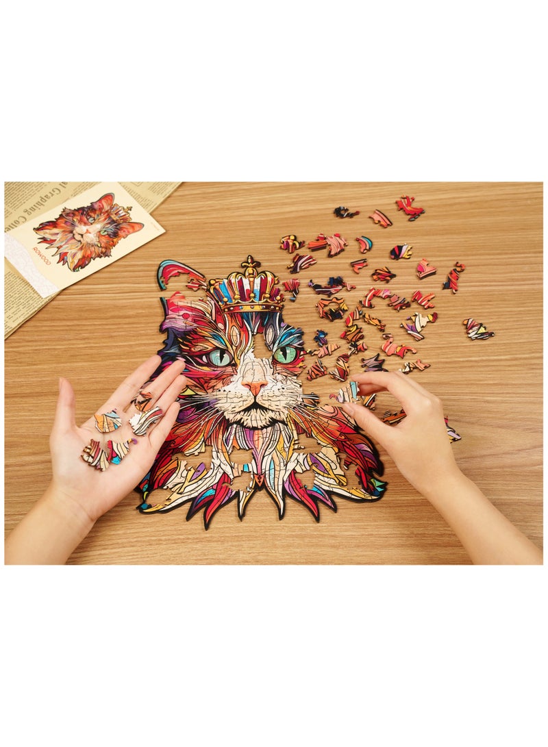 Robotime Rowood Cat King Wooden Jigsaw Puzzle Premium Building Kits for Adults & Teens - Decorative Home Décor, Ramadan & Holiday Gift (Eid and Birthday) for Puzzle Enthusiasts, Stress Relief STEM Project - Image 2