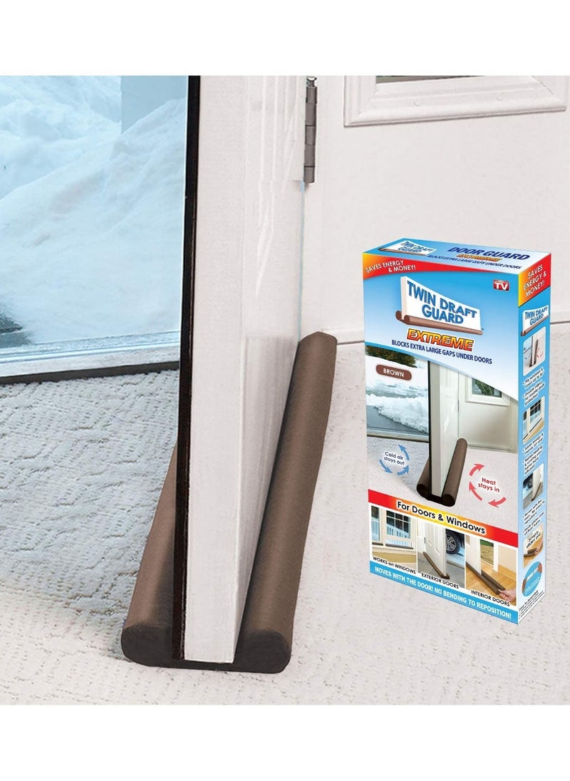 Twin Draft Guard - Twin Draft Guard - Under Door Draft Stopper, Door Noise Stopper - Window and Door Draft Guard, Double Sided Draft Guard (Brown) - Image 1
