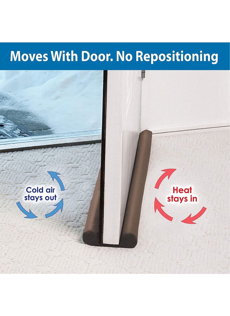 Twin Draft Guard - Twin Draft Guard - Under Door Draft Stopper, Door Noise Stopper - Window and Door Draft Guard, Double Sided Draft Guard (Brown) - Image 1