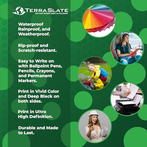 TerraSlate Printable Waterproof Paper for Laser Printer, 10 MIL 8.5" x 14", 100 Sheets, Matte White Printer Paper I Rip-Resistant, Weather/Rain Proof Copy Paper - Image 2