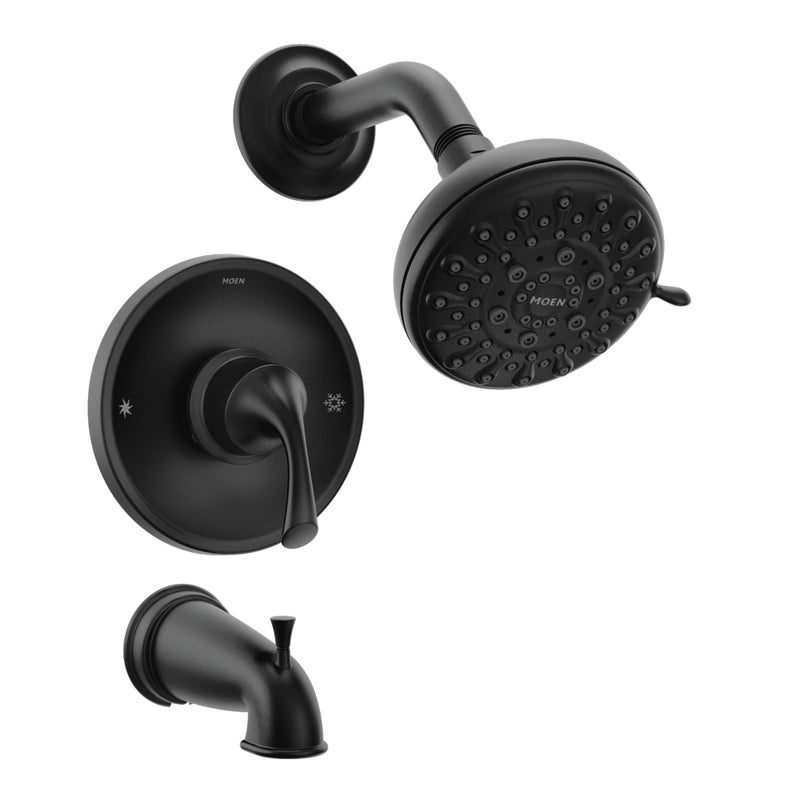 Moen Idora Matte Black Posi-Temp Tub and Shower with Valve Included, 82115BL - Image 1