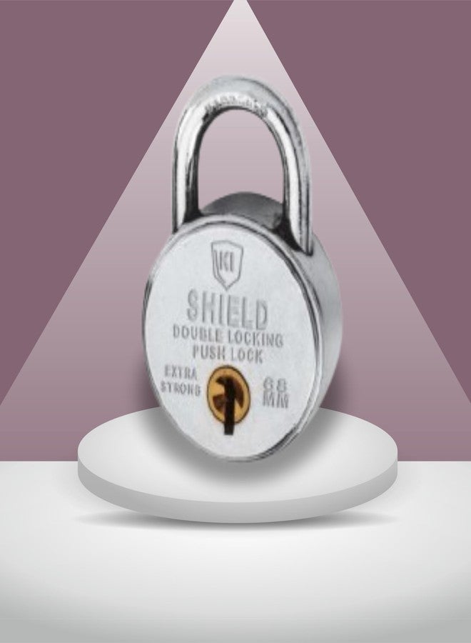 KI SHIELD 1007 Steel Round 68mm Keyed Smart Push Padlock (8 Levers, 4 Keys) |Silver Chrome Plated Finish | Door Accessories, Shutter Locks, Gate Lock, Hasps Lock | Durable Long Life | 1unit - Image 4