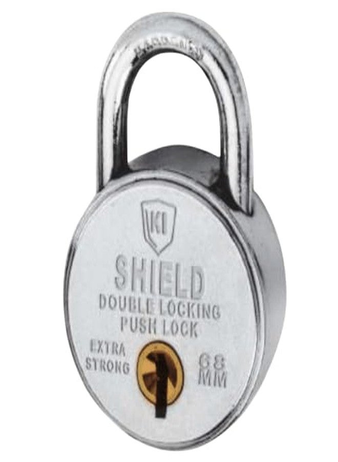 KI SHIELD 1007 Steel Round 68mm Keyed Smart Push Padlock (8 Levers, 4 Keys) |Silver Chrome Plated Finish | Door Accessories, Shutter Locks, Gate Lock, Hasps Lock | Durable Long Life | 1unit - Image 2