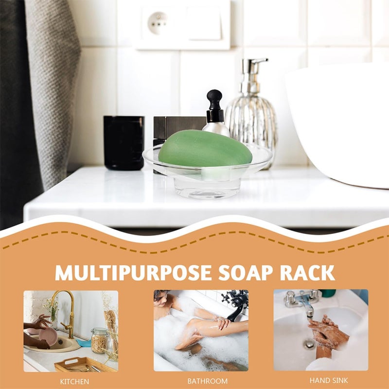 2Pcs Clear Glass Soap Dish With Non Slip Bottom For Bathroom Sink And Shower - Image 4