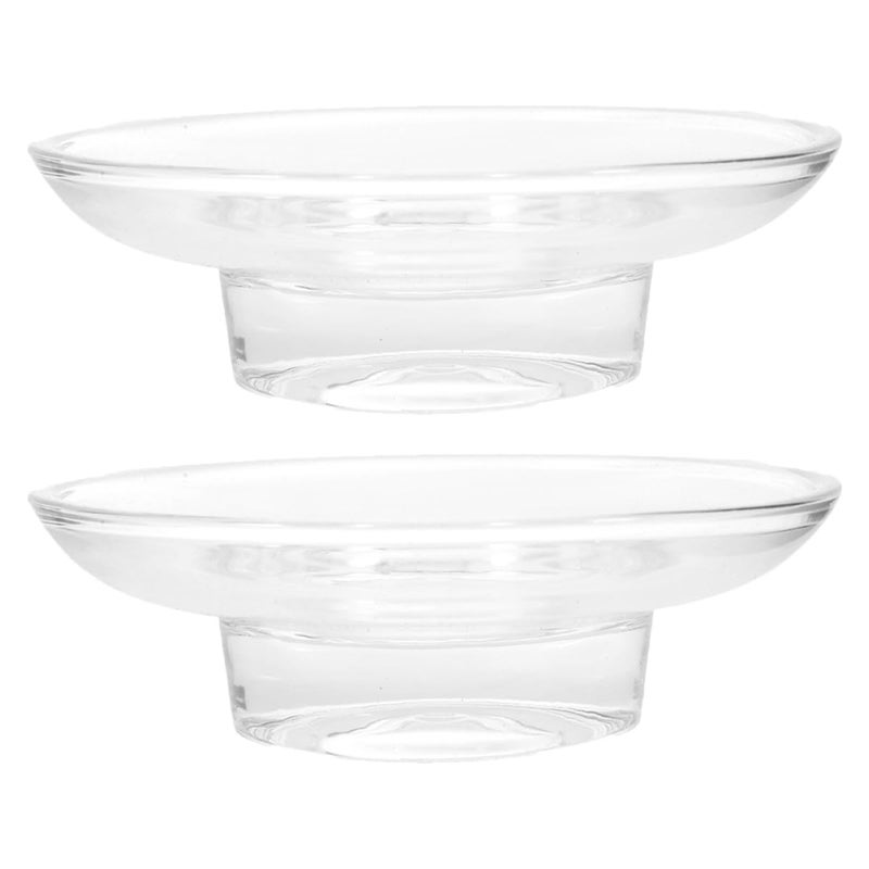 2Pcs Clear Glass Soap Dish With Non Slip Bottom For Bathroom Sink And Shower - Image 2