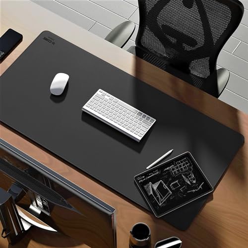 V-CUBE Designs Premium Vegan Leather Desk Mat 90X45cm 2.4mm Thick&Padded|Laptop Mat/Extended Mouse Pad/Stitched, Reversible, Sturdy Deskspread | High Tear/Peel Strength|Anti-Slip,Splash-Proof| Black - Image 5