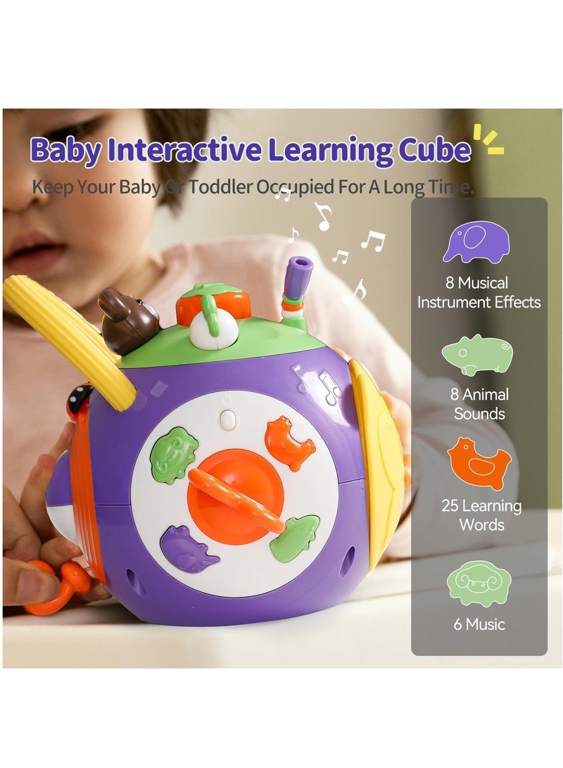 SYOSI Musical Sensory Toys for Toddlers 1-3, Baby Toys Activity Learning Cube Toys for 6 to 12 Months Baby Toys for Boy Girl Birthday Gift Purple - Image 2