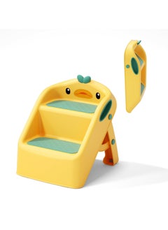 MIXDE Bathroom Toddler Step Stool for Potty Toilet,MultifunctionalTwo Step Stool for Kids, Cute Lightweight Folding Steping Stool for Children Yellow  - Image 1