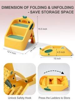 MIXDE Bathroom Toddler Step Stool for Potty Toilet,MultifunctionalTwo Step Stool for Kids, Cute Lightweight Folding Steping Stool for Children Yellow  - Image 4