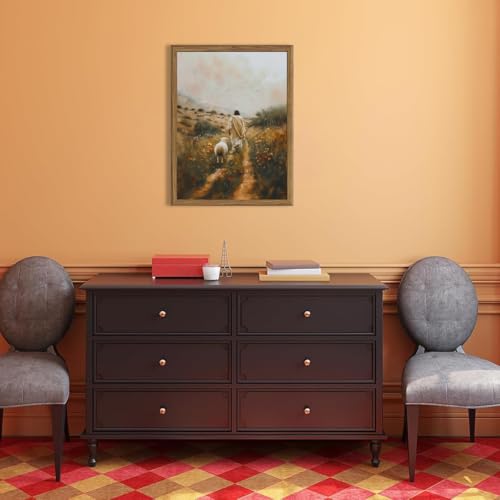Hwetui Jesus Leaves the 99 Sheep Canvas Wall Art Christian Wall Decor Picture Jesus and Lamb Painting The Lost Sheep Posters Prints for Living Room Bedroom Church Prayer Home Decor 12x16Inch Wood Framed - Image 5