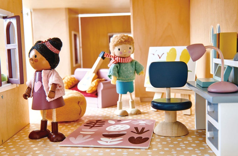 Tender Leaf Toys - Ayana and Her Cat - Wooden Miniatures Flexible Doll  Multicultural Action Figure for Dollhouse - Encourage Creative and Imaginative Fun Play for Children - Age 3+ - Image 5