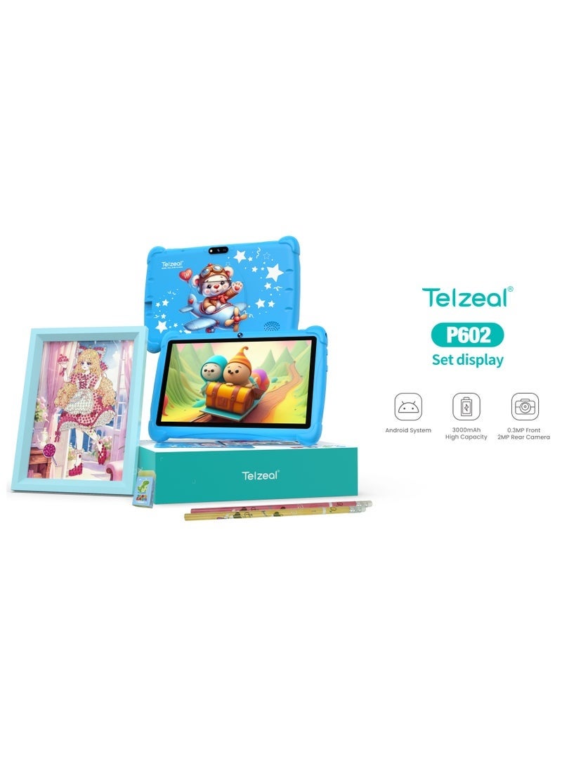 Telzeal P602 7-Inch Kids Tablet with 4GB RAM & 128GB Storage, Android Smart Tab, Dual Camera, 3000mAh Battery, Parental Controls, Educational Games & Entertainment – Blue - Image 3