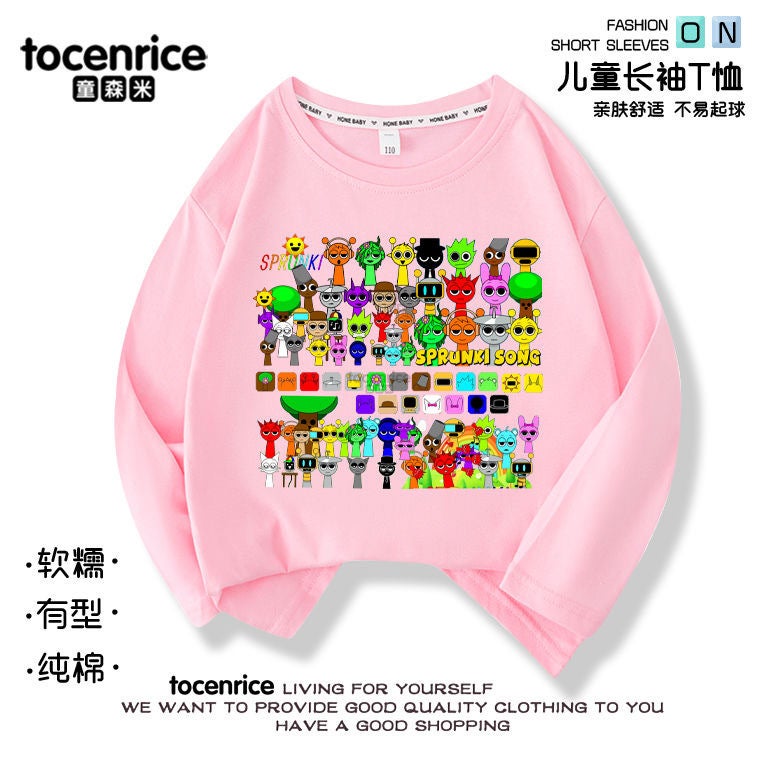 Sprunki Music Rhythm Box Clothes Children'S Shoulder Long-Sleeved T-Shirt Thin Boys' And Girls' Student Jacket - Image 1