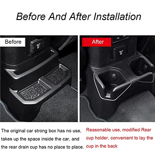 Wocch for Jeep JL Rear Cup Holder Back Seat Floor Console Mount Dual Drinks Water Bottle Beverage Holder for Jeep Wrangler JL and Gladiator JT 2018-2025 - Image 2