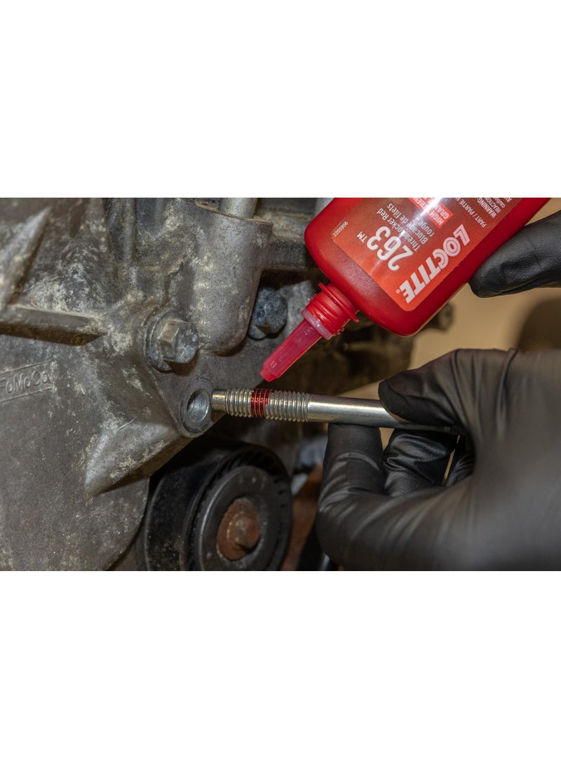 Loctite LOCTITE 263 Threadlocker for Automotive: High-Strength, Oil Tolerant, High-Temperature, Fluorescent, Anaerobic, Heavy Duty Applications | Red, 36 ml. Bottle (PN: 44068-2205310)  - Image 3