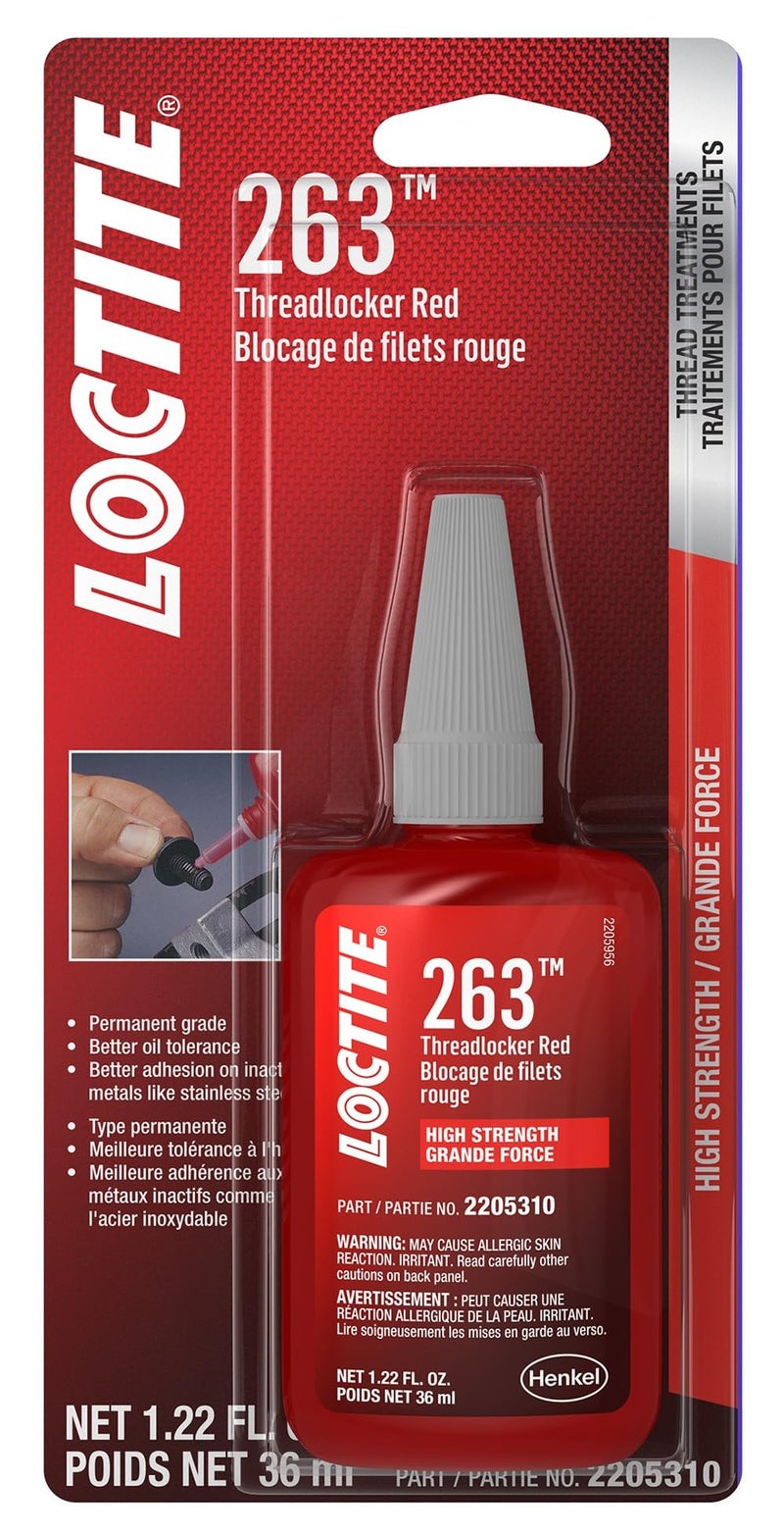 LOCTITE 263 Threadlocker for Automotive: High-Strength, Oil Tolerant, High-Temperature, Fluorescent, Anaerobic, Heavy Duty Applications | Red, 36 ml. Bottle (PN: 44068-2205310) - Image 5