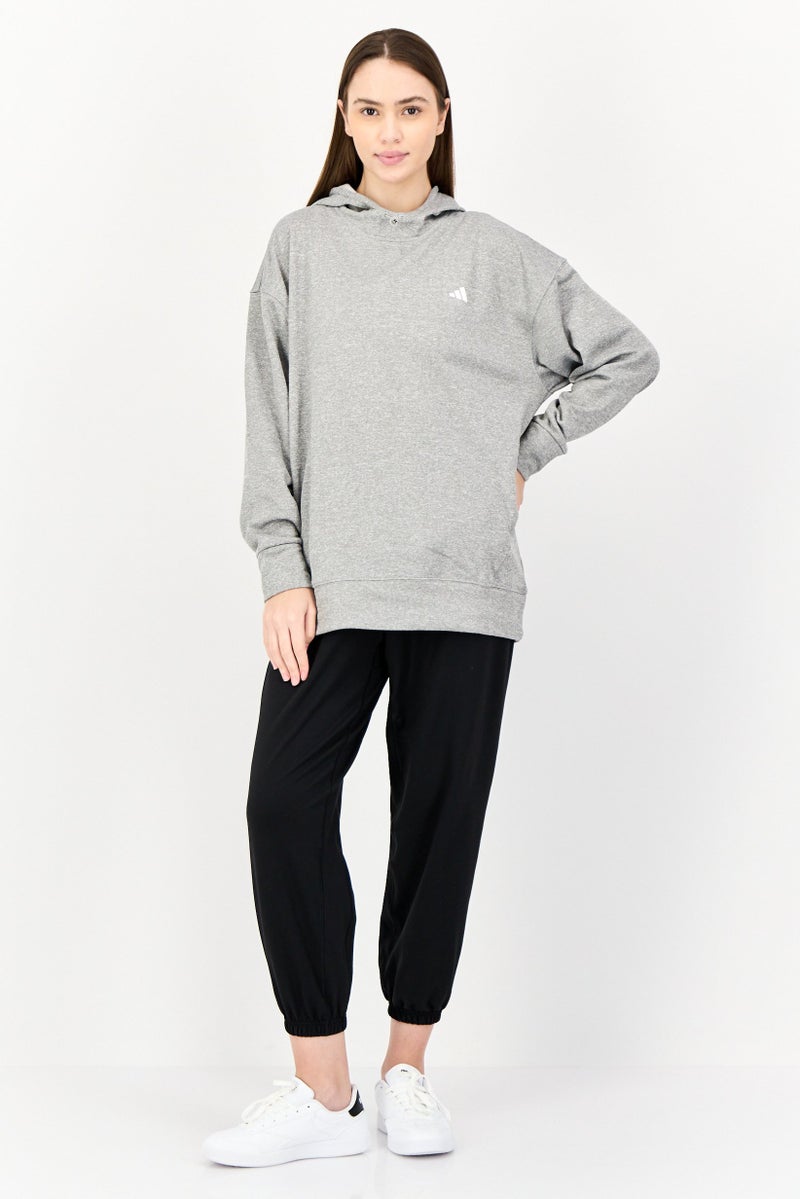 Adidas Women Sportswear Fit Long Sleeve Training Hoodies, Grey  - Image 2
