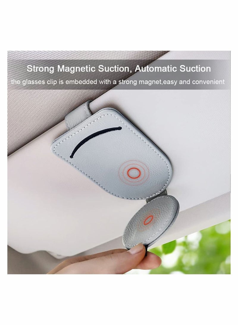 SYOSI Sunglass Holder for Car Visor, Adsorption Sunglasses Holder Clip for Storing Glasses Card Mask, for Car Visor (Grey) - Image 4