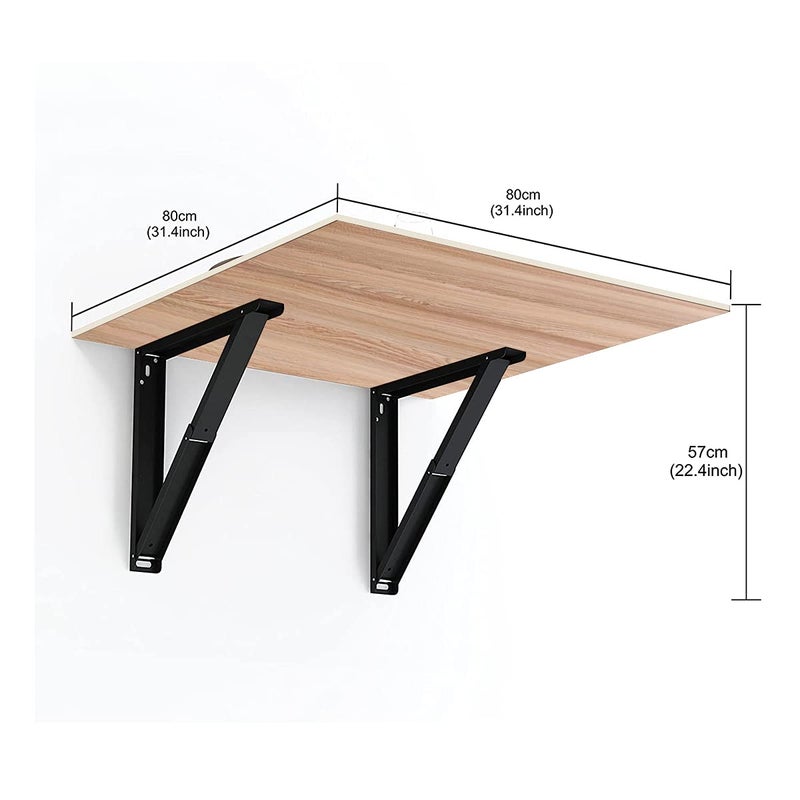 Kawachi Fold Down 3 Seater Wall Mounted Folding Breakfast Dining Table Perfect Addition to Kitchen Wall Mount Dining Room Light BeigeEngineered Wood - Image 2