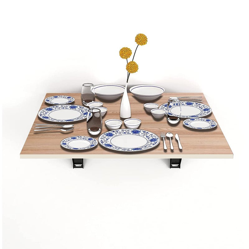 Kawachi Fold Down 3 Seater Wall Mounted Folding Breakfast Dining Table Perfect Addition to Kitchen Wall Mount Dining Room Light BeigeEngineered Wood - Image 5