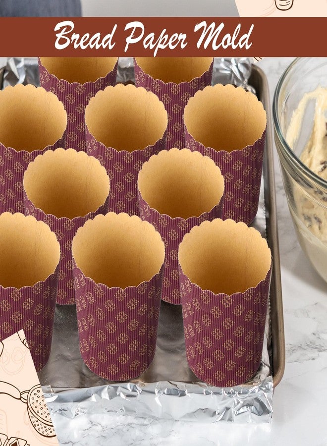 FoldTier قوالب ورقية مموجة من FoldTier مكونة من 48 قطعة، مناسبة لكعكات عيد الفصح والخبز، وقوالب خبز ورقية مستديرة لعيد الحب، وقوالب مافن وكب كيك، وقوالب كوليتش باسكا، لون بني (12 أونصة). - Image 5