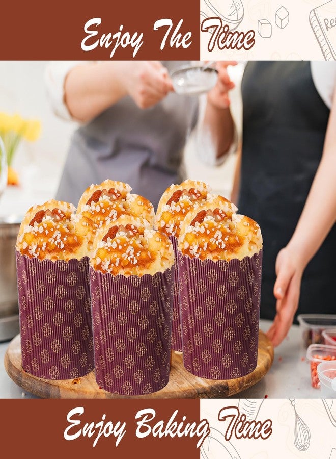 FoldTier قوالب ورقية مموجة من FoldTier مكونة من 48 قطعة، مناسبة لكعكات عيد الفصح والخبز، وقوالب خبز ورقية مستديرة لعيد الحب، وقوالب مافن وكب كيك، وقوالب كوليتش باسكا، لون بني (12 أونصة). - Image 3