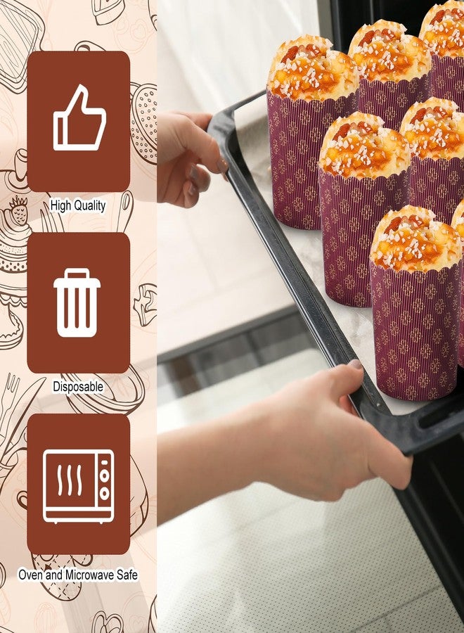 FoldTier قوالب ورقية مموجة من FoldTier مكونة من 48 قطعة، مناسبة لكعكات عيد الفصح والخبز، وقوالب خبز ورقية مستديرة لعيد الحب، وقوالب مافن وكب كيك، وقوالب كوليتش باسكا، لون بني (12 أونصة). - Image 4