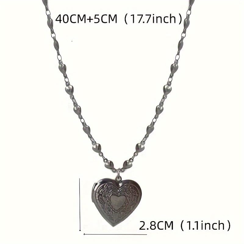 TYATVS Heart Locket Necklace for Women Boho Y2k Necklaces Vintage 2000s Renaissance Whimsigoth Accessories (silver-1) - Image 4