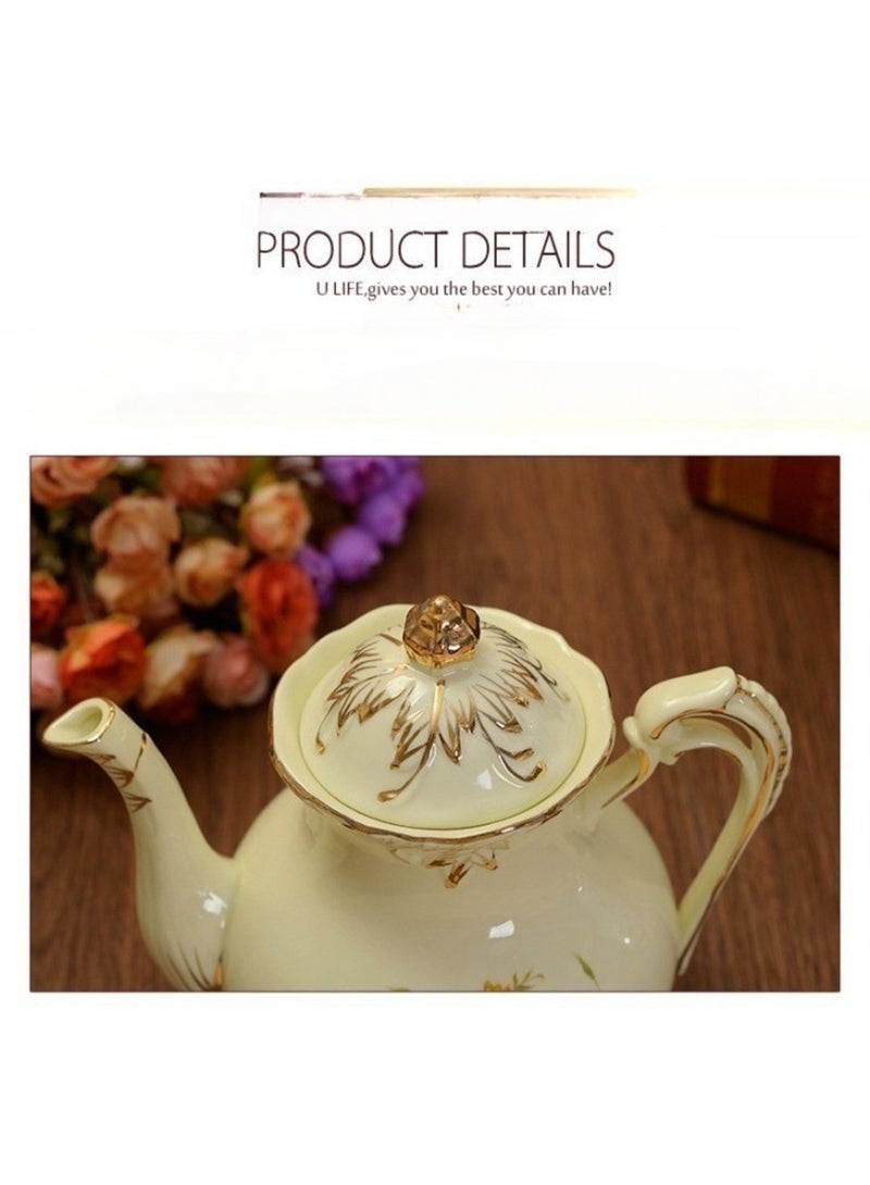 Luxury European-Style Ceramic Coffee Pot, Elegant Vintage Floral Teapot, 800ML Porcelain Coffee Server for Home, Office, and Afternoon Tea - Image 5