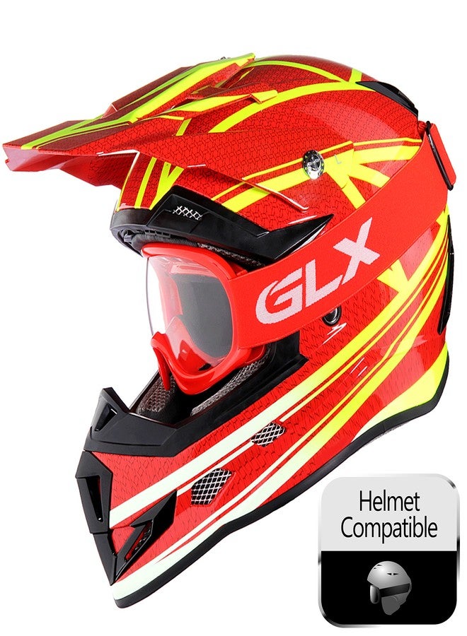 جي أل إكس نظارات GLX YH15 المضادة للضباب والصدمات للأطفال والشباب، مناسبة لرياضة الدراجات الرباعية والدراجات الترابية والدراجات النارية، للأولاد والبنات (أحمر، مقاس واحد) - Image 5