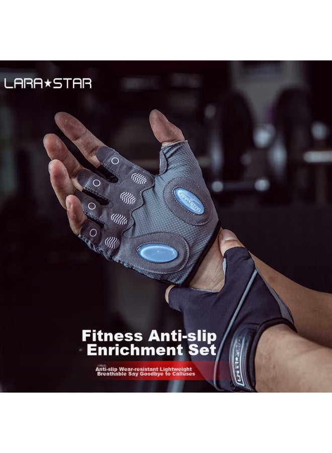 LAURASTAR Laura Star Fitness Gloves, Sports Cycling Fingerless Gloves, Training Pull-up Bar, Weightlifting Equipment, Exercise, Non-slip, For Men - Image 1