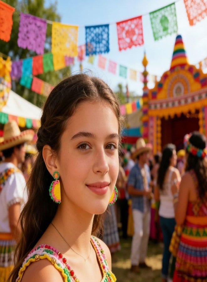 BVGA Cinco De Mayo Beaded Earring Fiesta Earrings for Women Sombrero Dangle Earrings for Women Mexcian Holiday Gift (Taco Tuesday) - Image 2