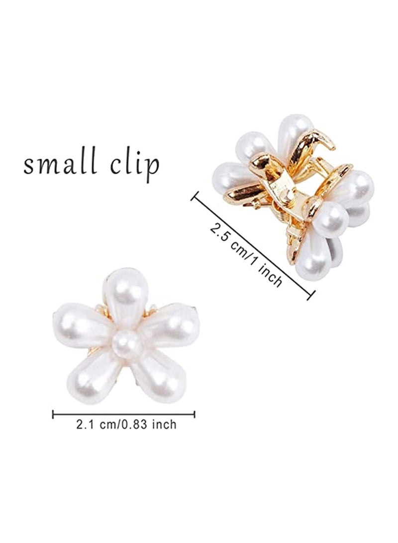 Generic 8 Pieces Small Pearl Hair Claw Clips - Handmade Decorative Hair Accessories for Women & Girls, Perfect for Everyday Use & Special Occasions - Image 2
