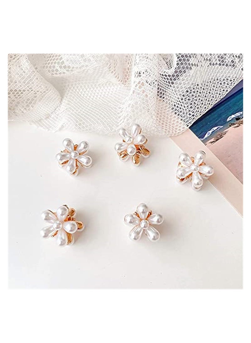 Generic 8 Pieces Small Pearl Hair Claw Clips - Handmade Decorative Hair Accessories for Women & Girls, Perfect for Everyday Use & Special Occasions - Image 3