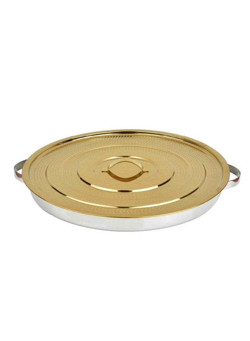 صينية فطور ستانلس ستيل 45 سم غطاء دق ٩ قطع - Image 2