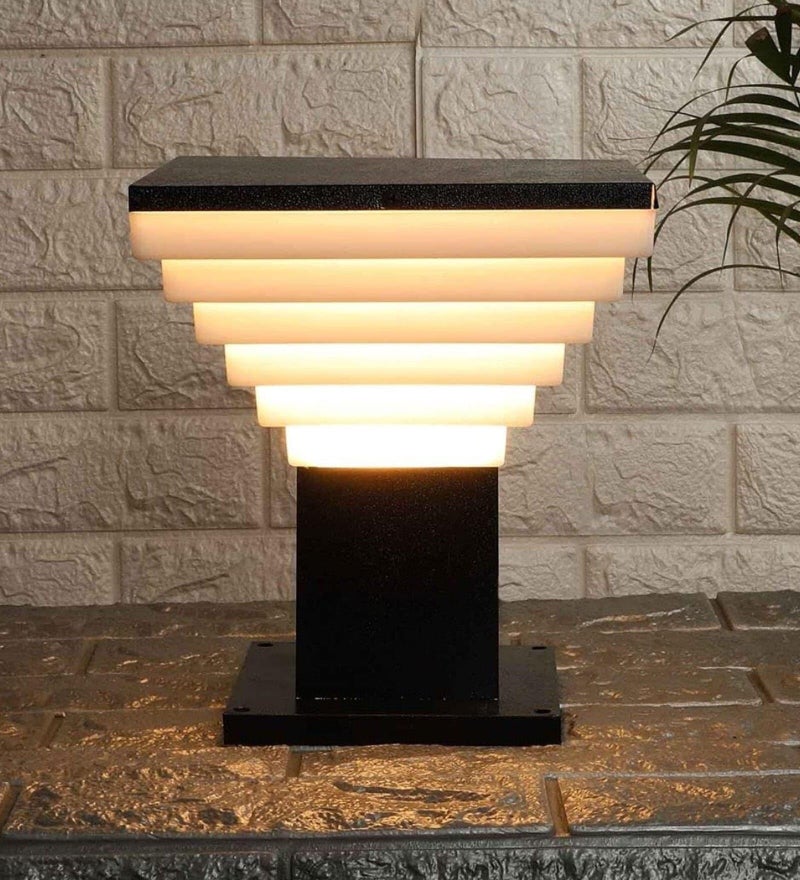 SAH Metal and Polycarbonate Gate Light Waterproof Pillar Lamp Outdoor Decor Garden Lighting Pole Mount Exterior Fixture for Home Entrance Patio Compound Boundary (Bulb Not Included) - Image 1