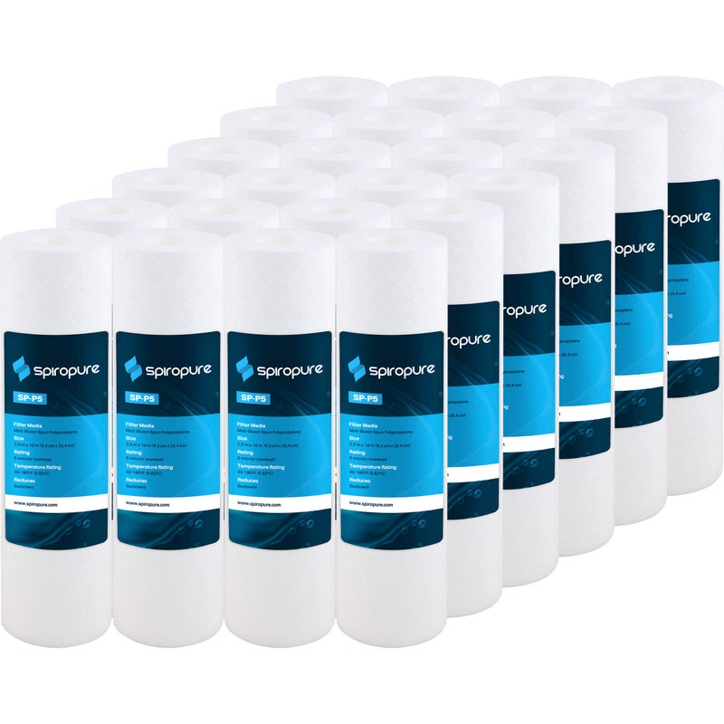 SpiroPure SPP5 10x25 5 Micron Spun MeltBlown Polypropylene Sediment Water Filter Cartridge SDC251005 P5 15501443 Case of 24
